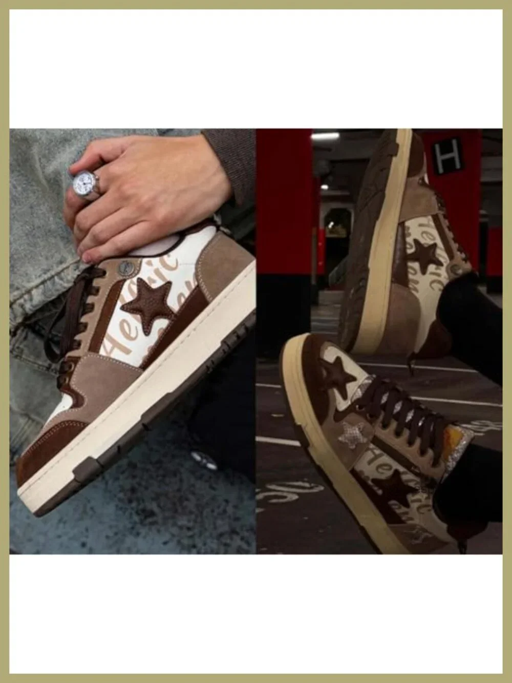 Leather & Suede Platform Sneakers Color Blocking Patchwork Lace-up Skate Shoes